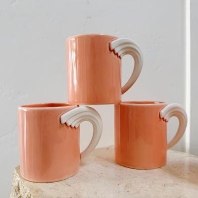 Set of 4 Vintage Art Deco Blush Pink Espresso Tea Coffee Cups Fujimori Kato Koge