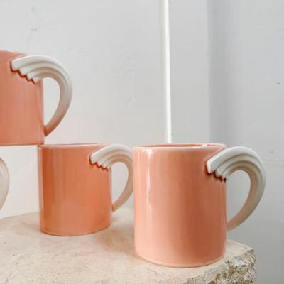 Set of 4 Vintage Art Deco Blush Pink Espresso Tea Coffee Cups Fujimori Kato Koge