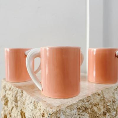 Set of 4 Vintage Art Deco Blush Pink Espresso Tea Coffee Cups Fujimori Kato Koge