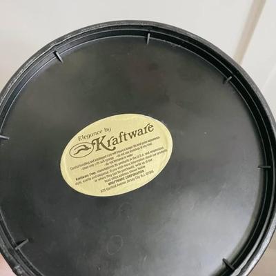 Vintage Black Leather Wrapped Ice Bucket w/Brass Hardware & Acrylic Lid by Kraftware