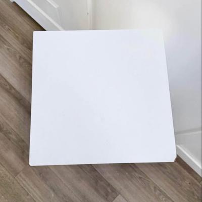 SARATOGA SPRINGS PICK UP - Vintage Postmodern White Laminate Square Display Pedestal Plant Stand