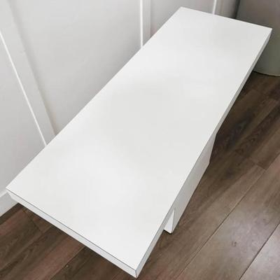 SARATOGA SPRINGS PICK UP - Vintage White Laminate Rectangular Pedestal Base Sofa Or Entry or Console Table Stand