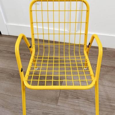 RARE Pair of Vintage Yellow KIDS Toddler Child Size Emu Rios Wire Mesh Chairs