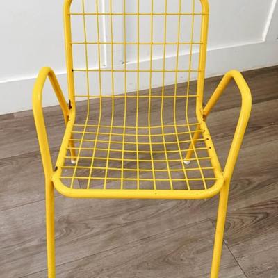 RARE Pair of Vintage Yellow KIDS Toddler Child Size Emu Rios Wire Mesh Chairs
