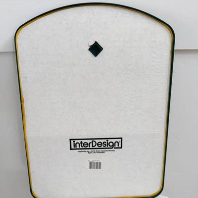 Vintage Post Modern Forest Green Molded Plastic Arch Top Wall or Table Top Mirror by InterDesign
