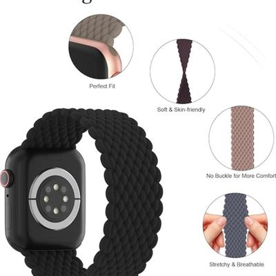 Size Small Stretchy Braided Solo Loop Compatible with Apple Watch Band in Smoke Violet Mauve Purple