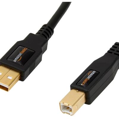 Amazon Basics USB-A to USB-B 2.0 Cable with 480 Mbps Transfer Speed for Printer or External Hard Drive, Gold-Plated Connectors, 6 Foot,...