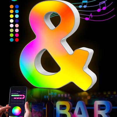 "&" Light Up LED Letter - 6" Tall Music Sync Changing LED Letters Backlight Creative Decoration for Gaming Room Home...