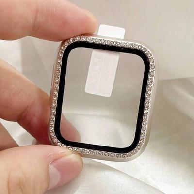 Silver Starry Diamond Cubic Zirconia Apple Watch Cover w/ Protective Film