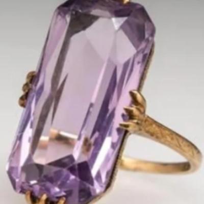 Amethyst & Copper Gemstone RIng