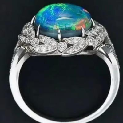 Vintage Opal Cocktail Ring 925