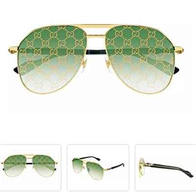 Gucci Gold Tone and Black Marble Designer Sunglasses