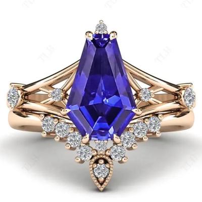 Coffin Cut Tanzanite Bridal Set