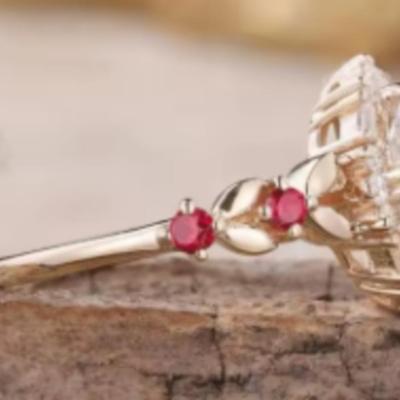 Oval Cut Moissanite & Ruby Ring
