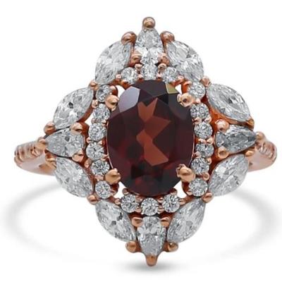 Rose Gold Garnet Topaz Ring