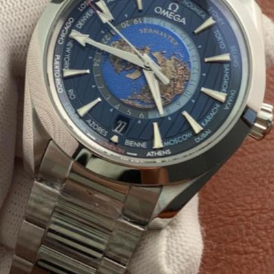 2022 Omega Seamaster Aqua Terra Worldtimer Steel Blue Dial
