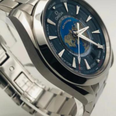 2022 Omega Seamaster Aqua Terra Worldtimer Steel Blue Dial
