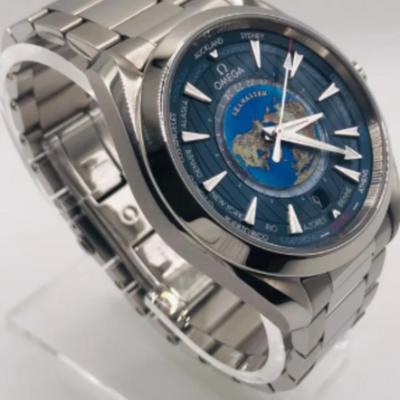 2022 Omega Seamaster Aqua Terra Worldtimer Steel Blue Dial
