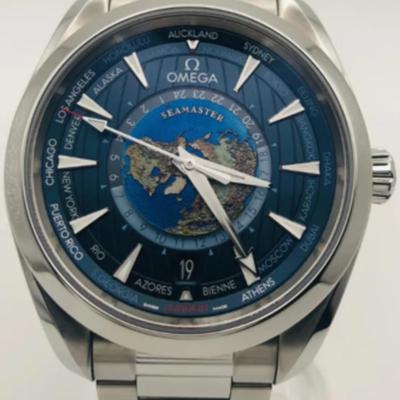 2022 Omega Seamaster Aqua Terra Worldtimer Steel Blue Dial