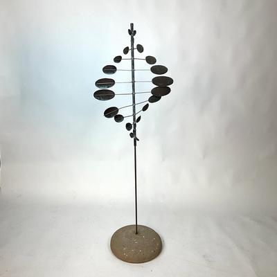 Sale Photo Thumbnail #151: Measurements:
60" Height, 20" Width, 15" Diameter
Constructed of copper and steel with stone base  
Value $400-$500