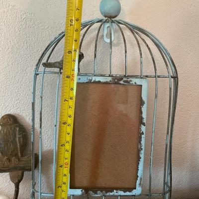 Metal bird hooks with bird cage picture frame