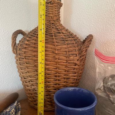 Wicker bottle holder, chicken, cookie cutters and more