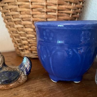 Wicker bottle holder, chicken, cookie cutters and more