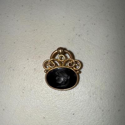 Victorian Onyx Carved Greek Male Cameo Pendant