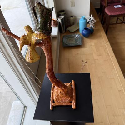 Changstrom Bird on a Branch Sculpture with Stand (D-BM)