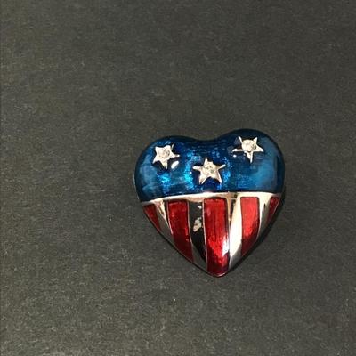 Premier design, red, white, and blue heart brooch