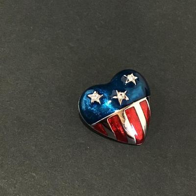 Premier design, red, white, and blue heart brooch