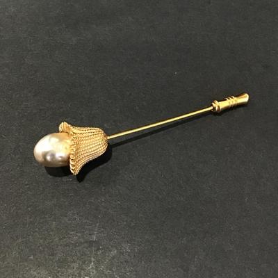 Large vintage faux pearl stick pin