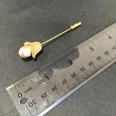 Large vintage faux pearl stick pin