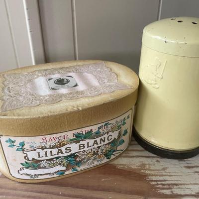 Vintage talcum powder tins and more