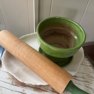 Flower canister, rolling pin and vase