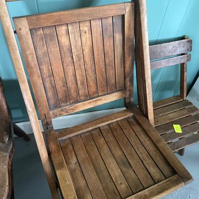 2 wood folding chairs
