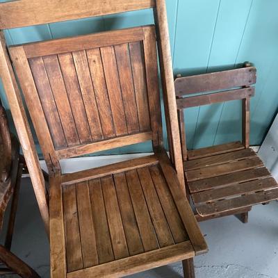 2 wood folding chairs