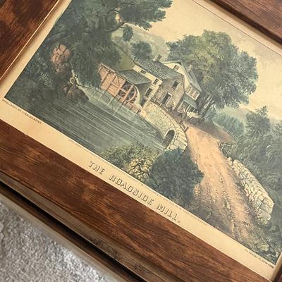 Currier And Ives Roadside mill offset print