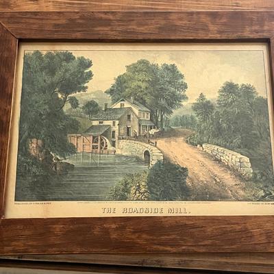 Currier And Ives Roadside mill offset print