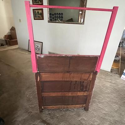 Pink Wood Cabinet with Drawers