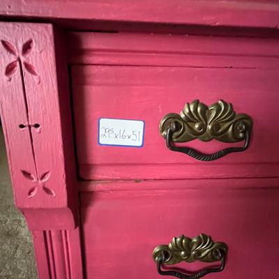 Pink Wood Cabinet with Drawers