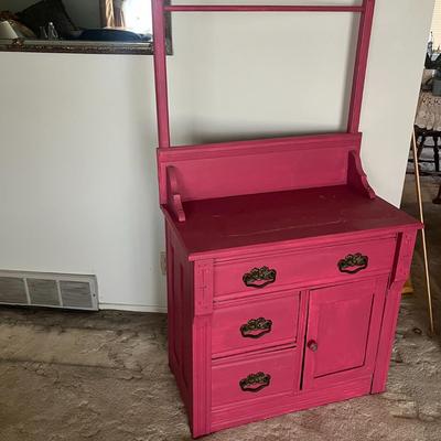 Pink Wood Cabinet with Drawers