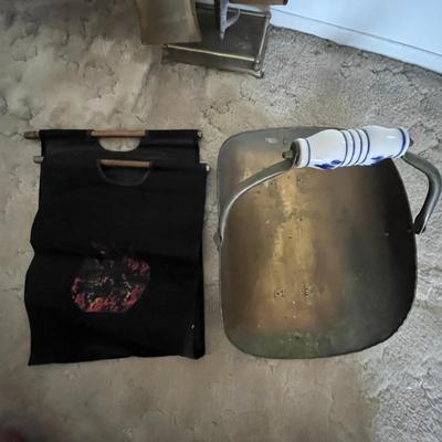 Brass Fireplace Tool and Log Set