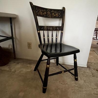 Hand-Painted Black Wood Chair