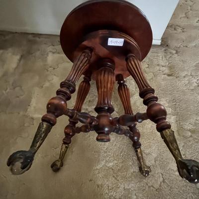 Vintage Wood Clawfoot Piano Stool