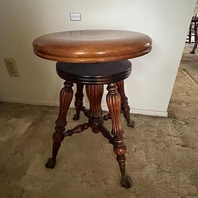 Vintage Wood Clawfoot Piano Stool