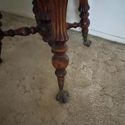 Vintage Wood Clawfoot Piano Stool