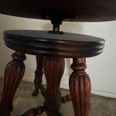 Vintage Wood Clawfoot Piano Stool