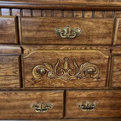Wood Dresser with Mirror Hutch
