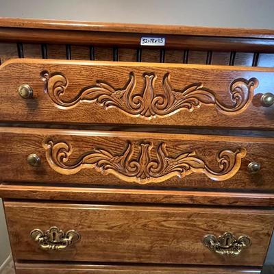 Ornate Wood 5-Drawer Chest